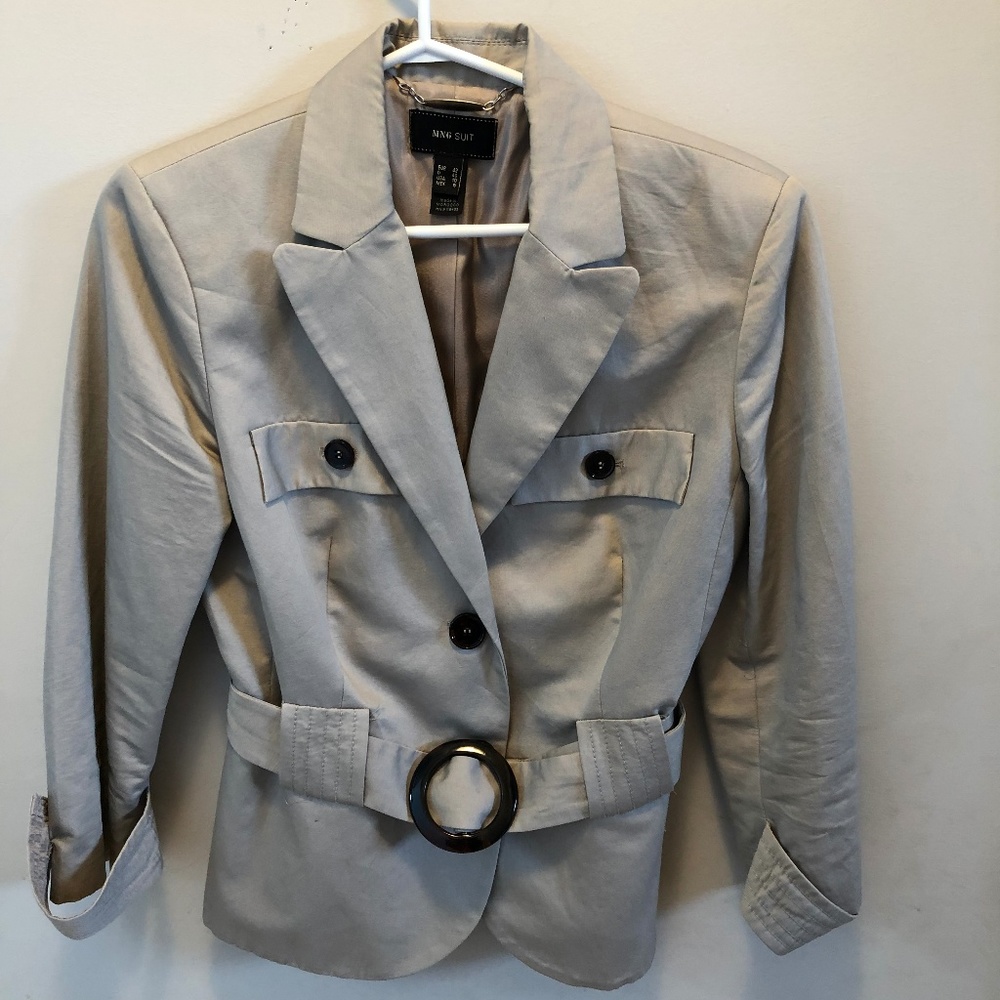MNG  SUIT 3/4  length belted blazer 10